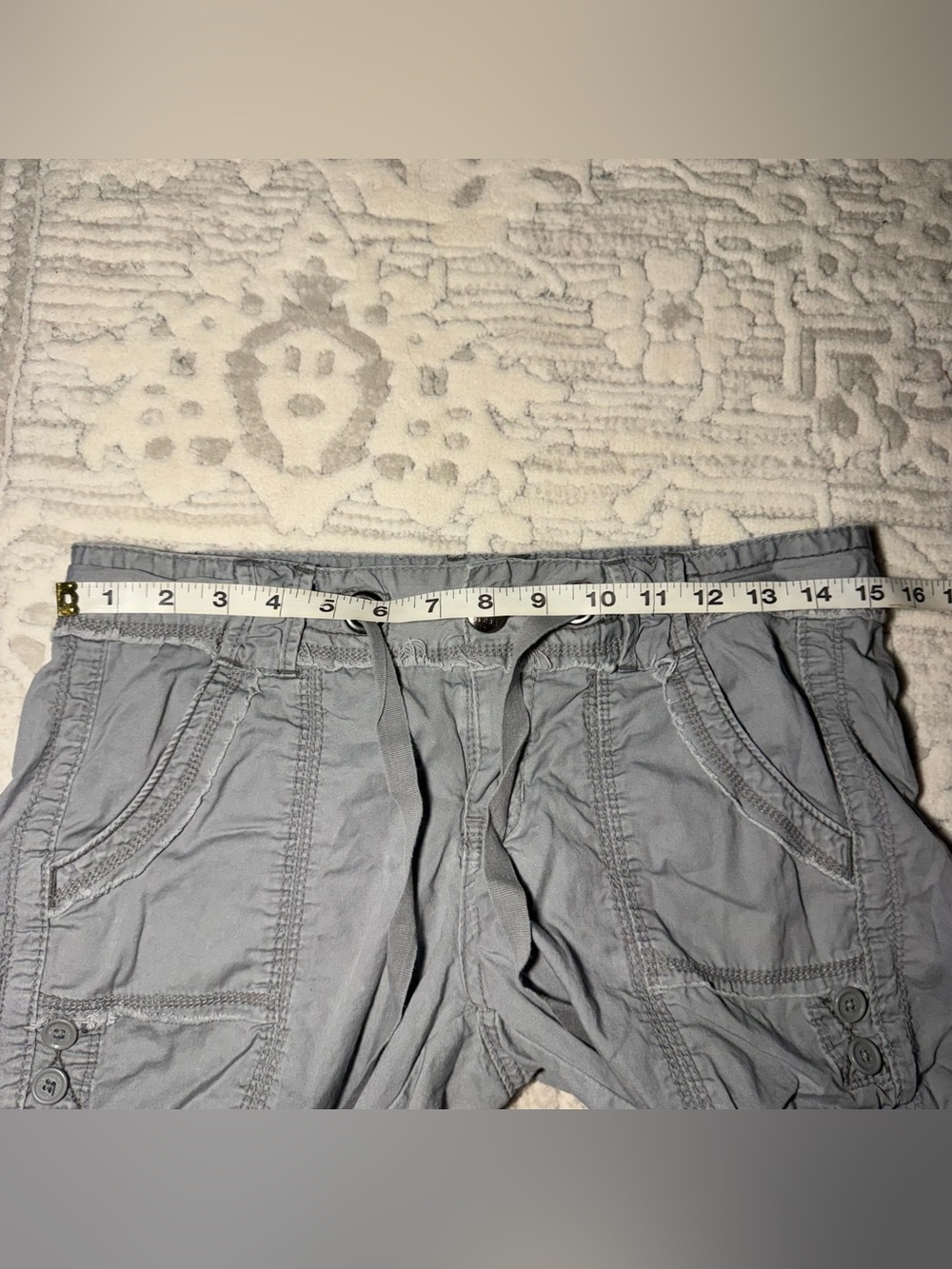 Y2K union bay grey cargo hiking shorts with tie waist🪩 - Picture 6 of 6